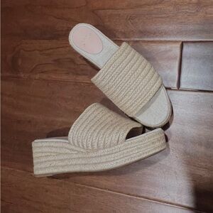 J.Crew rattan platform slides size 8.5 -like new